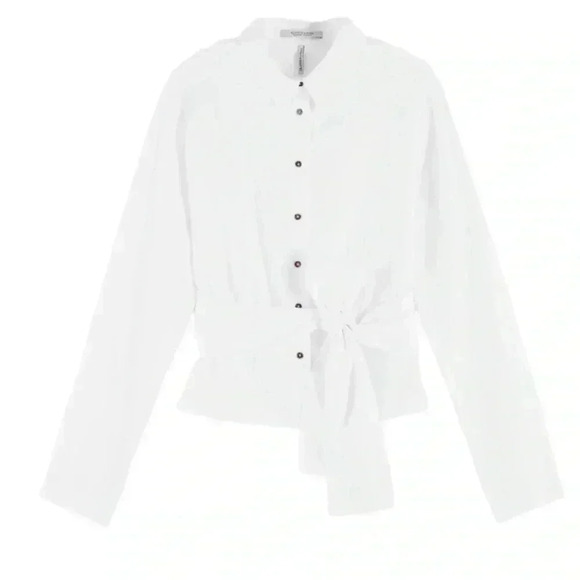 Scotch & Soda Tops - Scotch & soda white belted tie front blouse small